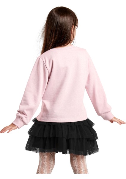 Kalp Gözlük Kız Çocuk Tüllü Sweatshirt Etek Takım
