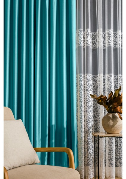 Sık Pileli Blackout Karartma Kumaştan Fon Perde 1x3 V09 Tek Kanat