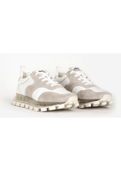 Erkek Sneaker Bağcıklı Rahat Taban Spor Ayakkabı Deri 19323 Beyaz/buz Gri