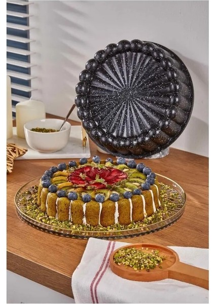 Granit Döküm 2 Li Tart ve Turta Kalıbı Siyah