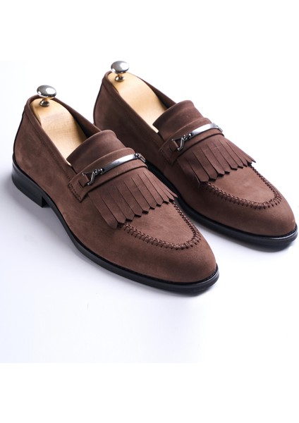 Italyan Stil Iç Dış Naturel Deri Erkek Ayakkabı Kahverengi T12943