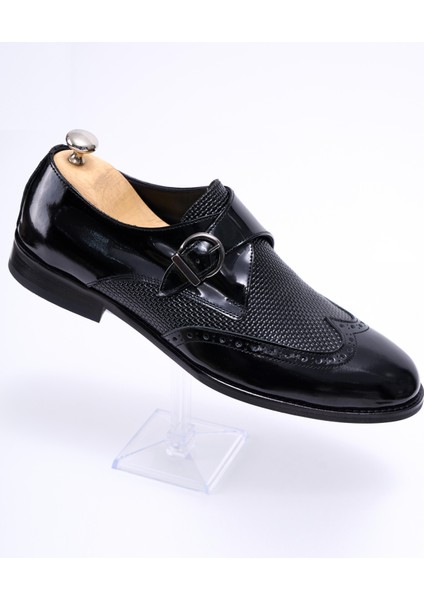 İtalyan stil iç dış naturel deri rugan erkek ayakkabı siyah T12936 modelleri