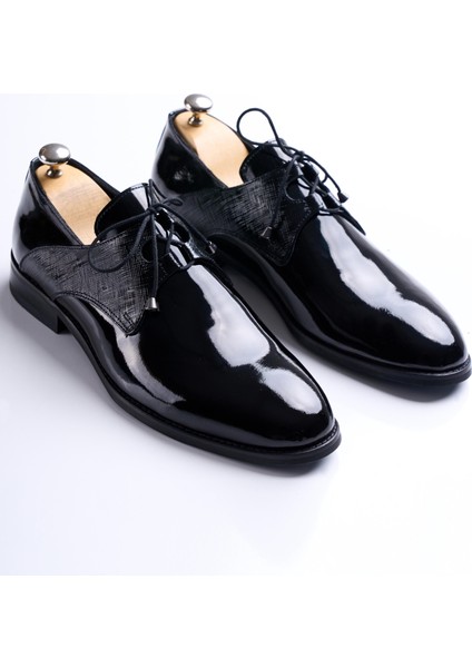 Italyan Stil Iç Dış Naturel Deri Rugan Erkek Ayakkabı Siyah T12944