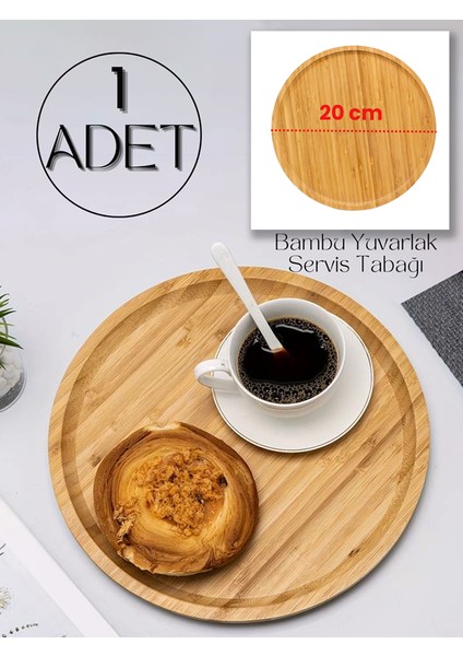 1 Adet Bambu Yuvarlak Servis Tabağı, Sunum Tabağı (20x20 Cm)