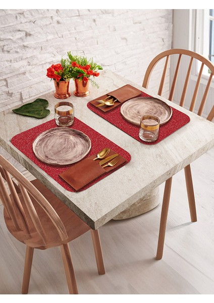 4'lü Pvc Amerikan Servis 30X45 cm Sıvı Geçirmez Leke Tutmaz Kırmızı Simli fiyatları