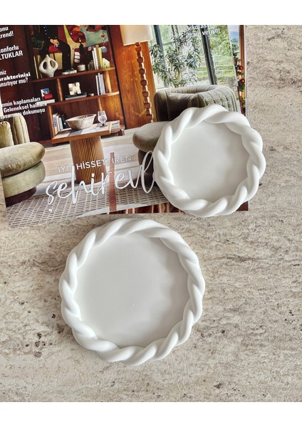 2’li Kıvrımlı Dekoratif Tabak Set, Takı Tabağı