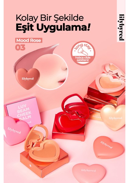 Doğal Görünümlü Krem Allık Luv Beam Cheek Balm - 03 Mood Rose fiyatları