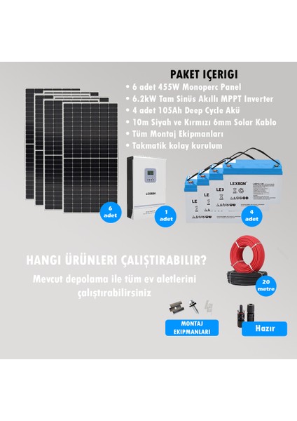 6.2 Kw Hazır Solar Bağ Evi Paketi Kolay Kurulum - Minimum Paket