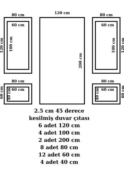 Dekoratif Boyanabilir 2,5 cm Duvar Çıtası Kesimli Hazır Paket