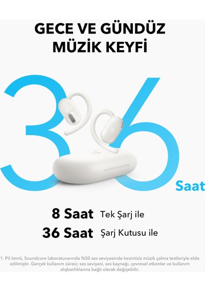 Soundcore V20i Open-Ear ,ayarlanabilir Kulak Kancası , Ultra Rahat, Güçlü Ses, Net Aramalar, IP55, LED Işıklı, 36 Saat Oynatma, Bluetooth 5.4 Kulaklık - A3876