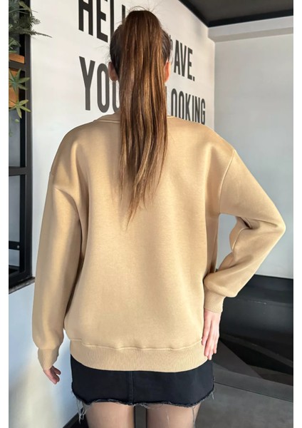 Kadın Fiyonk Nakışlı Şardonlu Sweatshirt fırsatları