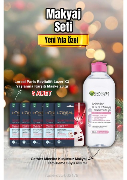 Revitalift Lazer X3 Maske x 5 ve Micellar Makyaj Temizleme Suyu