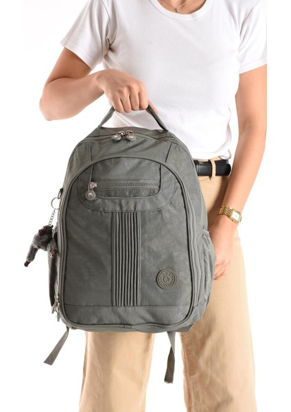 Ultra Hafif Orta Boy Sırt Çantası Çok Cepli Gri (Model: 571-3P)