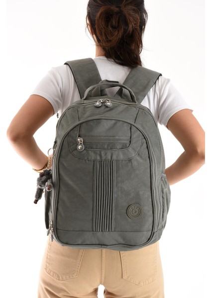 Ultra Hafif Orta Boy Sırt Çantası Çok Cepli Gri (Model: 571-3P)