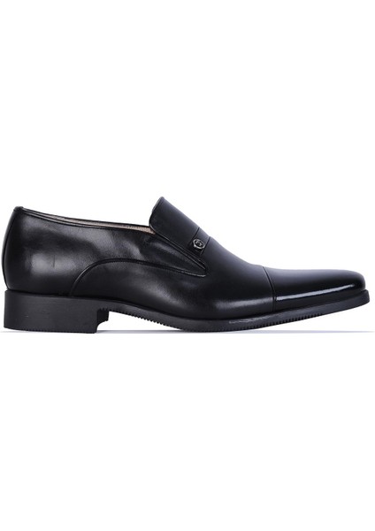 1048 Siyah Kauçuk %100 Deri Erkek Klasik Ayakkabı