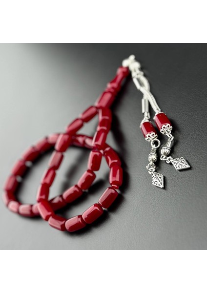 Vişne Renk Osmanlı Usulü Sıkma Kehribar Tesbih modelleri