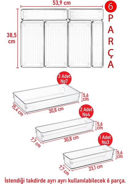 6 Parça Modüler Organizer Düzenleyici Kutu Masaüstü Tezgah Üstü Çekmece Içi Organizer
