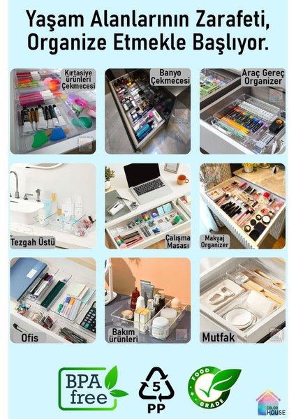 6 Parça Modüler Organizer Düzenleyici Kutu Masaüstü Tezgah Üstü Çekmece Içi Organizer