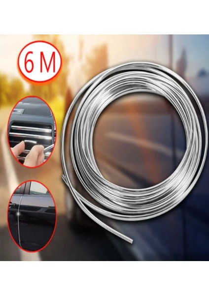 7mm x 10 mt Panjur Krom Kaplama Şeridi Kapı Koruyucu Çizik Önleyici Yapışkanlı Nikelaj Çita