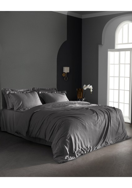 Lune King Size Bambu Saten Nevresim Takımı - Taş