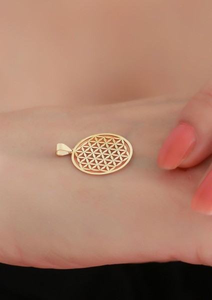 14 Ayar Altın Yaşam Çiçeği Kolye Ucu 1,7 cm