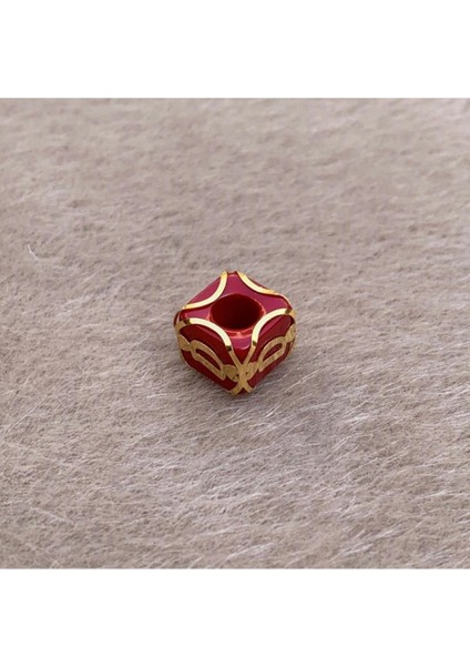 14 Ayar Altın Kafesli Kırmızı Boncuk D Harf Kolye Ucu fiyatları