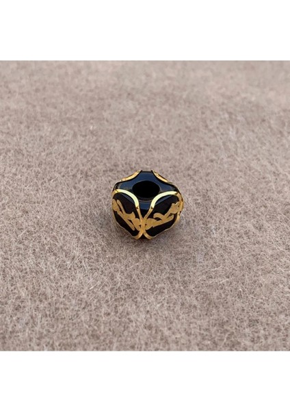 14 Ayar Altın Kafesli Siyah Boncuk K Harf Kolye Ucu fiyatları