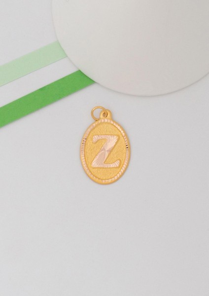 14 Ayar Altın Nostaljik Oval Z Harf Kolye Ucu indirimleri