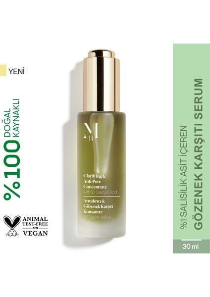 Yağlı ve Karma Ciltler için Arındırıcı & Gözenek Karşıtı Konsantre 30 mL %1 Salislik Asit