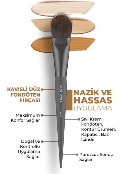 Kavisli Düz Fondöten Fırçası - Flat Foundation Brush