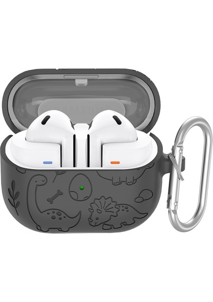 Samsung Galaxy Buds3 Pro / Buds3 Kulaklık Karikatür Dinozor Sıvı Silikon Kılıf Asılı Tokalı (Yurt Dışından)