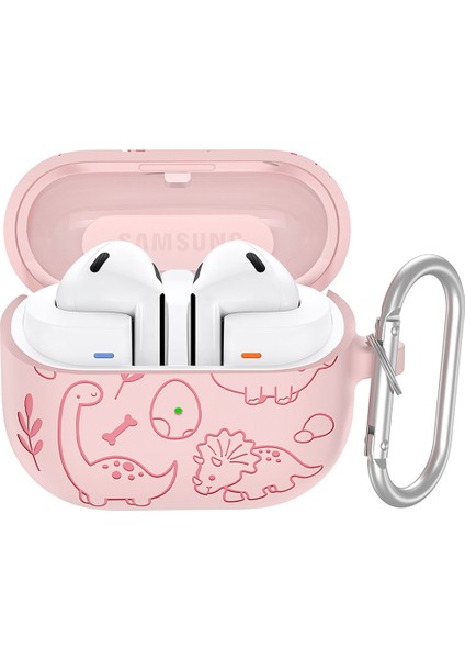 Samsung Galaxy Buds3 Pro / Buds3 Kulaklık Karikatür Dinozor Sıvı Silikon Kılıf Asılı Tokalı (Yurt Dışından)