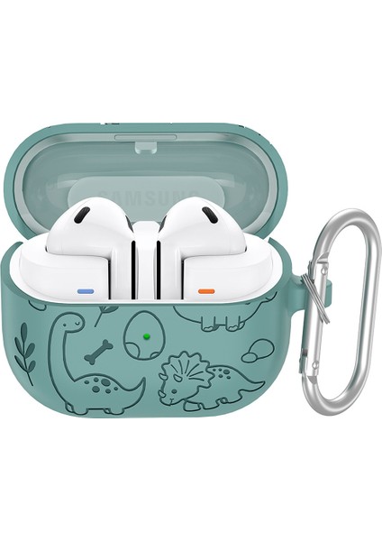 Samsung Galaxy Buds3 Pro / Buds3 Kulaklık Karikatür Dinozor Sıvı Silikon Kılıf Asılı Tokalı (Yurt Dışından)
