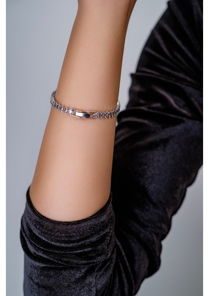 Işıltılı Zirconia Çelik Bileklik Günlük Şıklık Için fiyatları