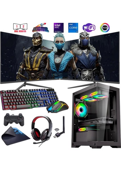 I7 13700F 32GB Ddr4 1tb M2 12GB Arc B580 Çift 24" Mon. Oyun Bilgisayarı (Gaming Set)