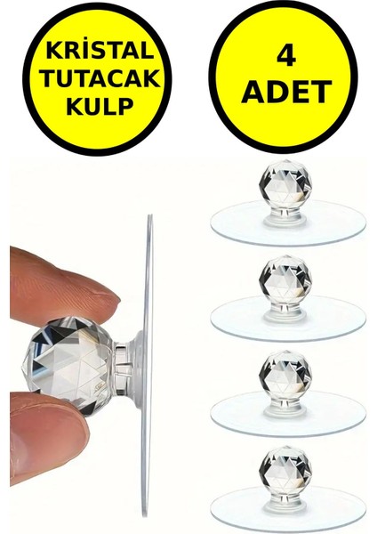 4 Adet Çok Amaçlı Yapışkan Kristal Tutacak Kulp