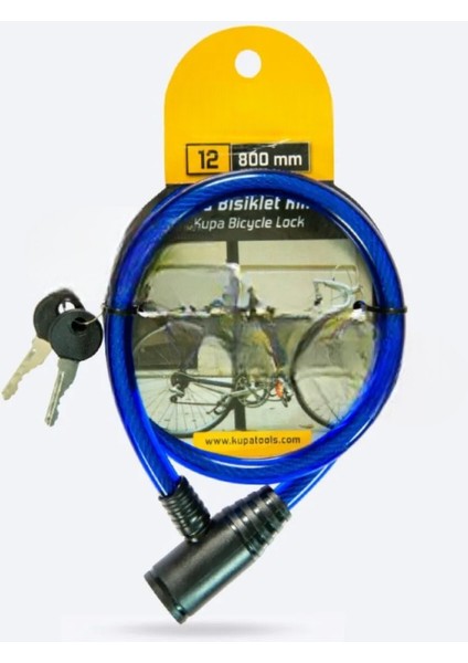 Mavi Bisiklet Kilidi Vinil Kaplı Esnek Çelik 12 mm 80 cm