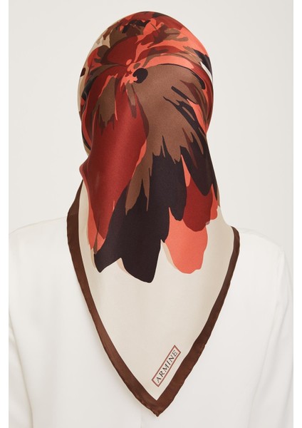 Nostalji Sura İpek Eşarp 9042 - 53 Kahverengi Karışık Desen modelleri