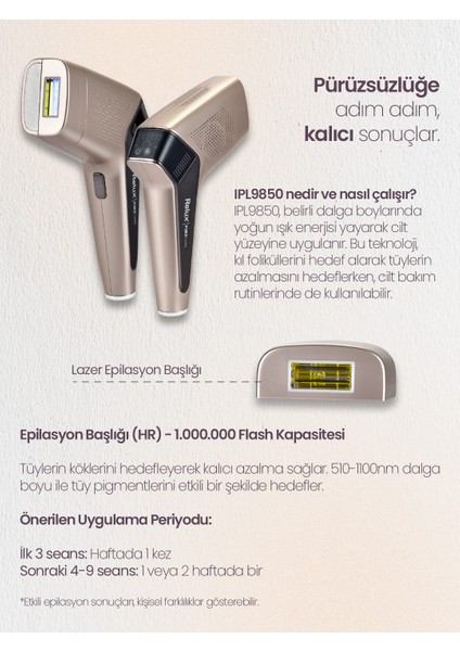 IPL9850 Purecare 3.000.000 Atımlı Buz Lazer Epilasyon Cihazı modelleri