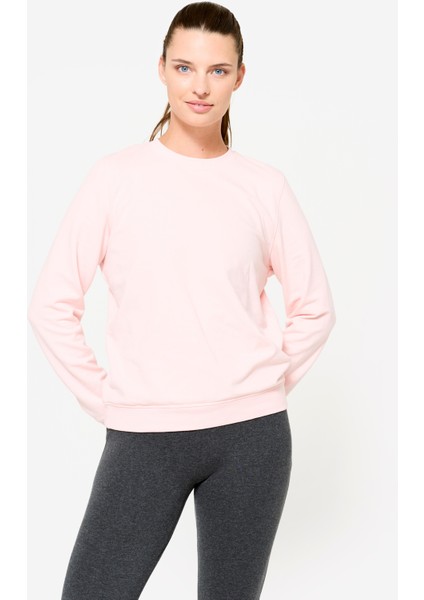 Domyos Kadın Sweatshirt Açık Pembe Renk Uzun Kollu Rahat Tasarım