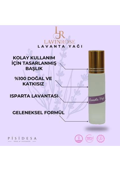 Lavanta Yağı - Yoğun Formül, Gerçek ve Orijinal %100 Doğal Isparta Lavanta Yağı – Aroma Terapi, Masaj Yağı,silindir Başlık