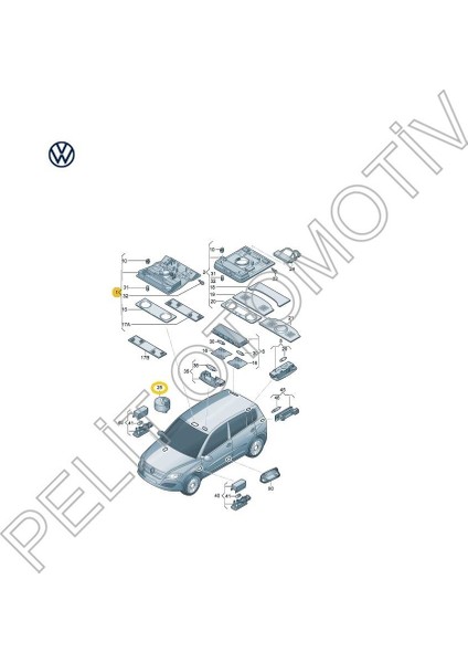 Tiguan (2008-2016) Ön Tavan Lambası Sunrooflu 1K0947106H 1K9959561 fiyatları