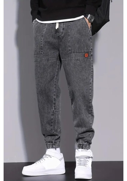 Reax Tyso Beli ve Paçası Lastikli Ipli Jogger Kesim Erkek Jean Pantolon modelleri