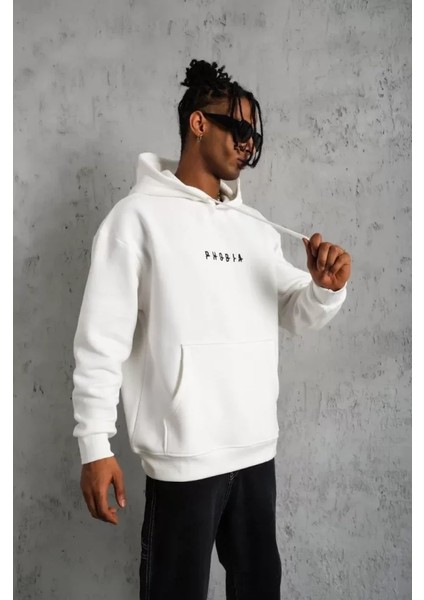 Erkek Astronot Baskılı Kapüşonlu Sweat - Beyaz modelleri