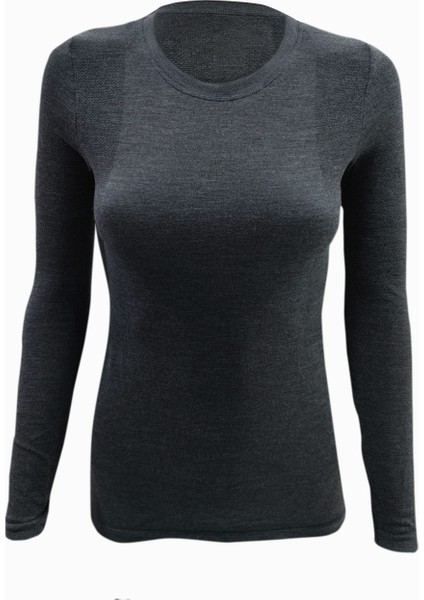 Baim x Outdoor Dikişsiz Kadın Yünlü Kumaş Spor Içlik Uzun Kollu