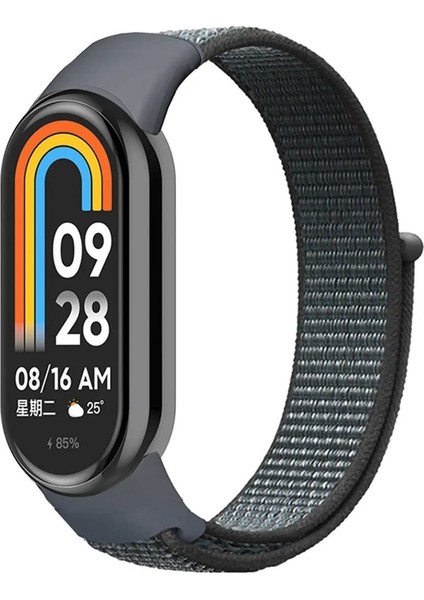 Xiaomi Mi Band 8 Uyumlu Hasırlı Kordon Kumaş Spor Cırt Cırt