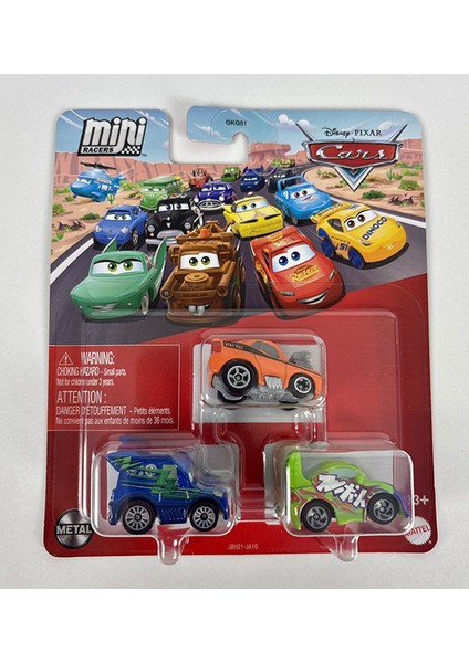 Pixar Cars - Üçlü Mini Racers - Dj & Snot Rod & Wingo (1:110)