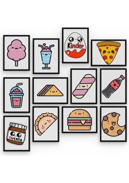 Fast Food 12 Parça Ahşap Mdf Tablo ZLLTB177