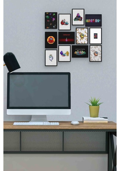 Among Us 12 Parça Mdf (Ahşap) Tablo Ofis Boyu