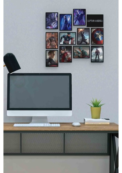 Captain America 12 Parça Mdf (Ahşap) Tablo Ofis Boyu